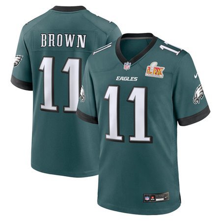 Men's Philadelphia Eagles A.J. Brown Nike Midnight Green Super Bowl LIX Game Player Jersey